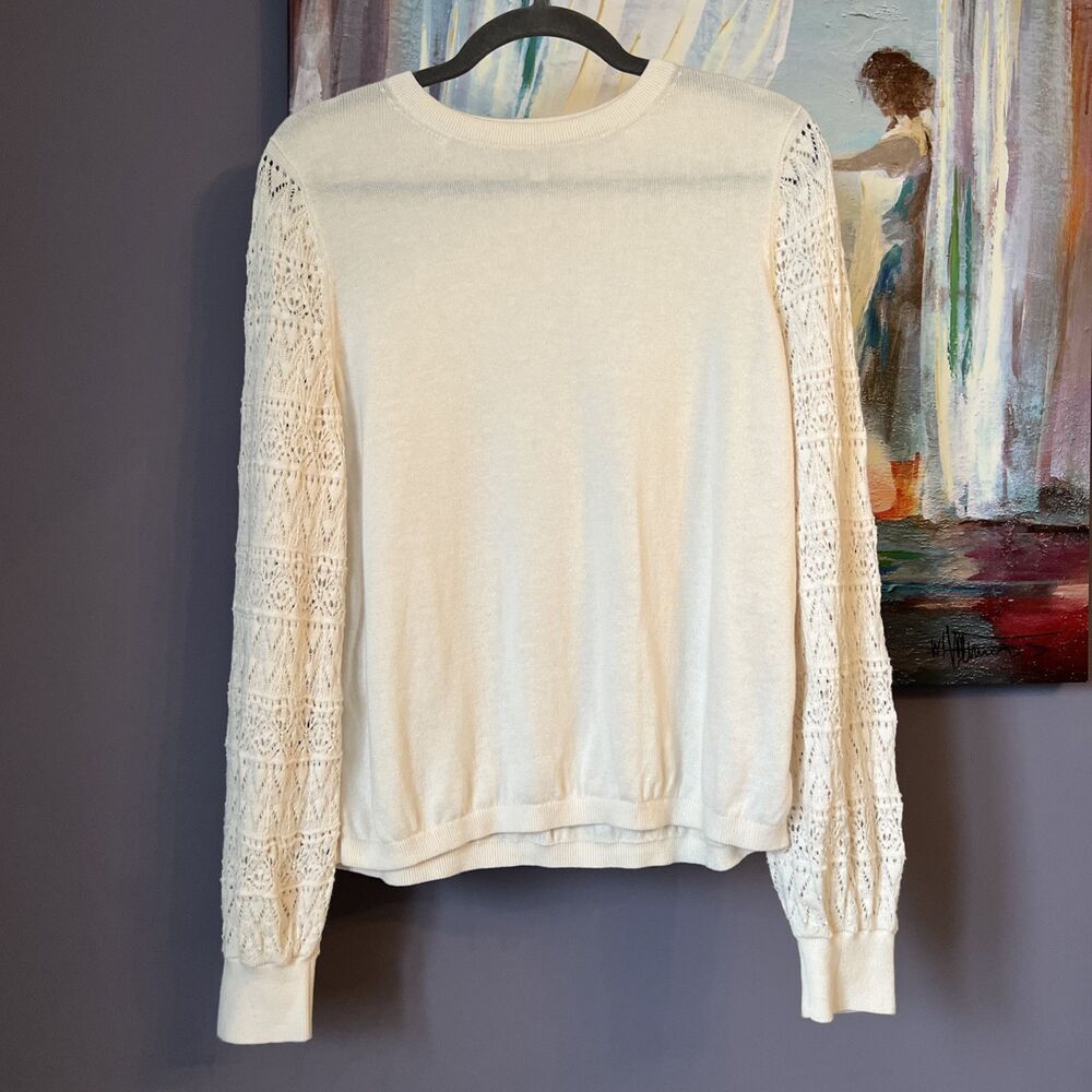 Garnet Hill Sz M Long Sleeve SWEATER White